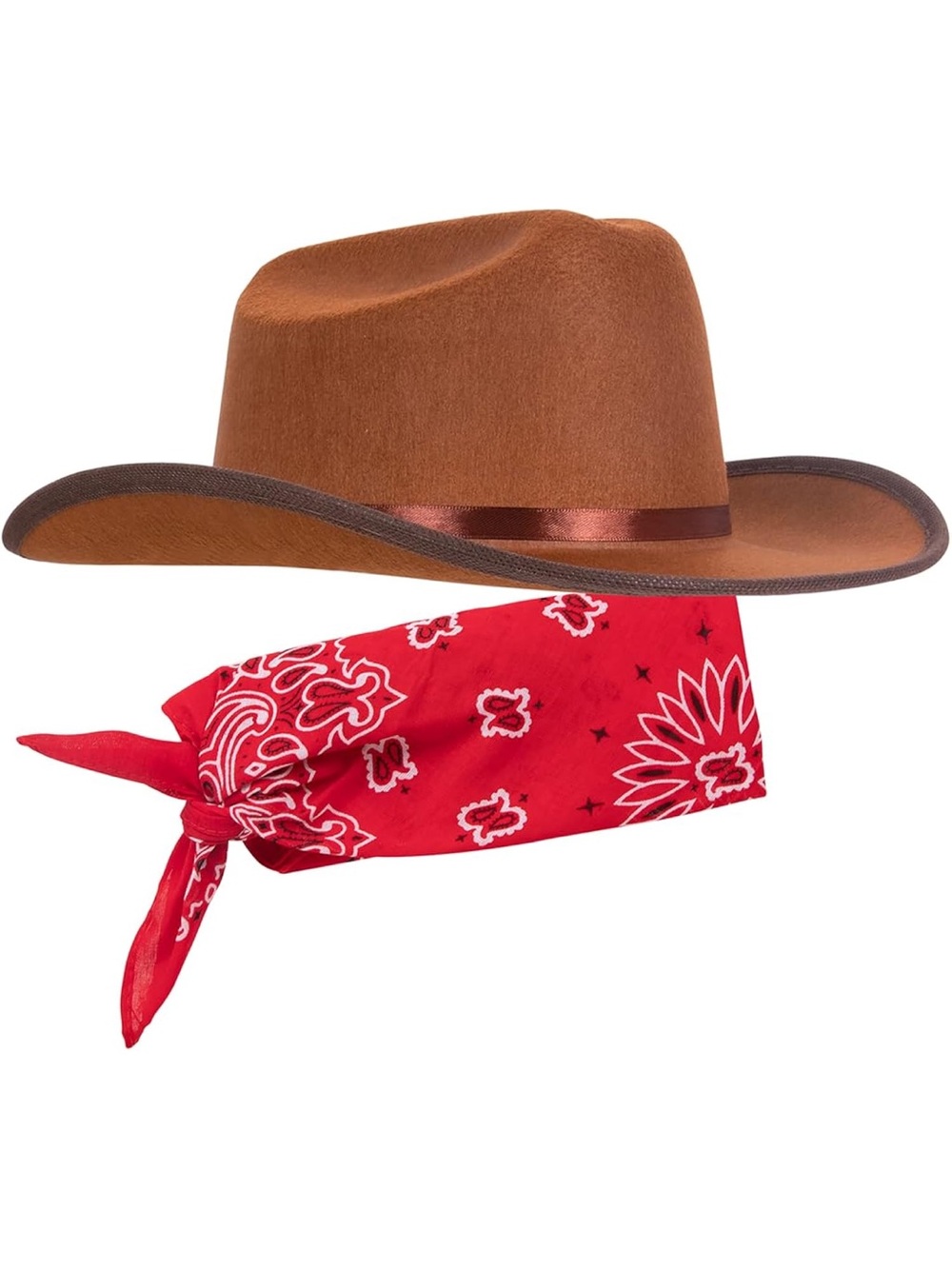 kangaROOS Brown Felt Cowboy Hat with Red Bandana